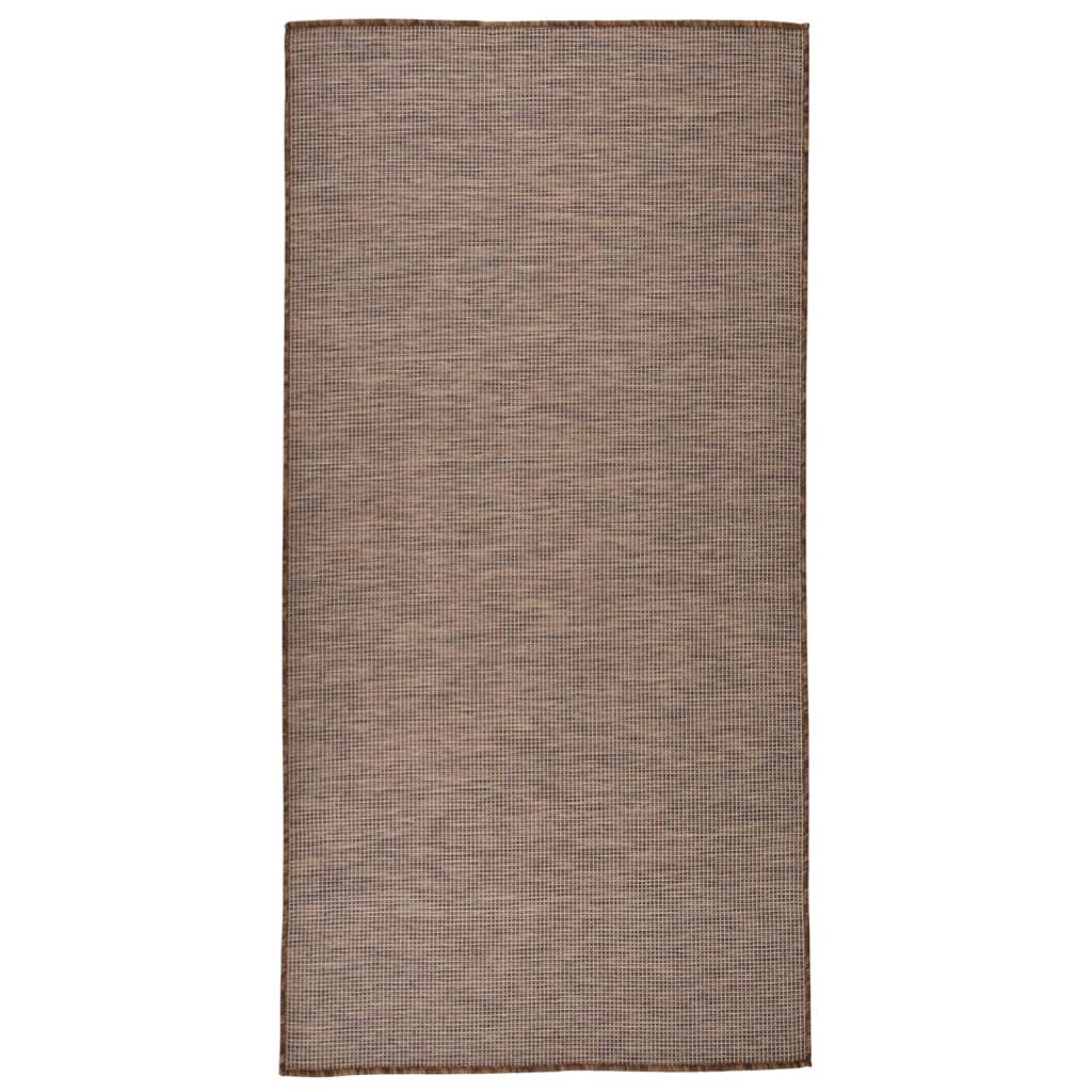 Outdoor rug flat weave 100x200 cm brown