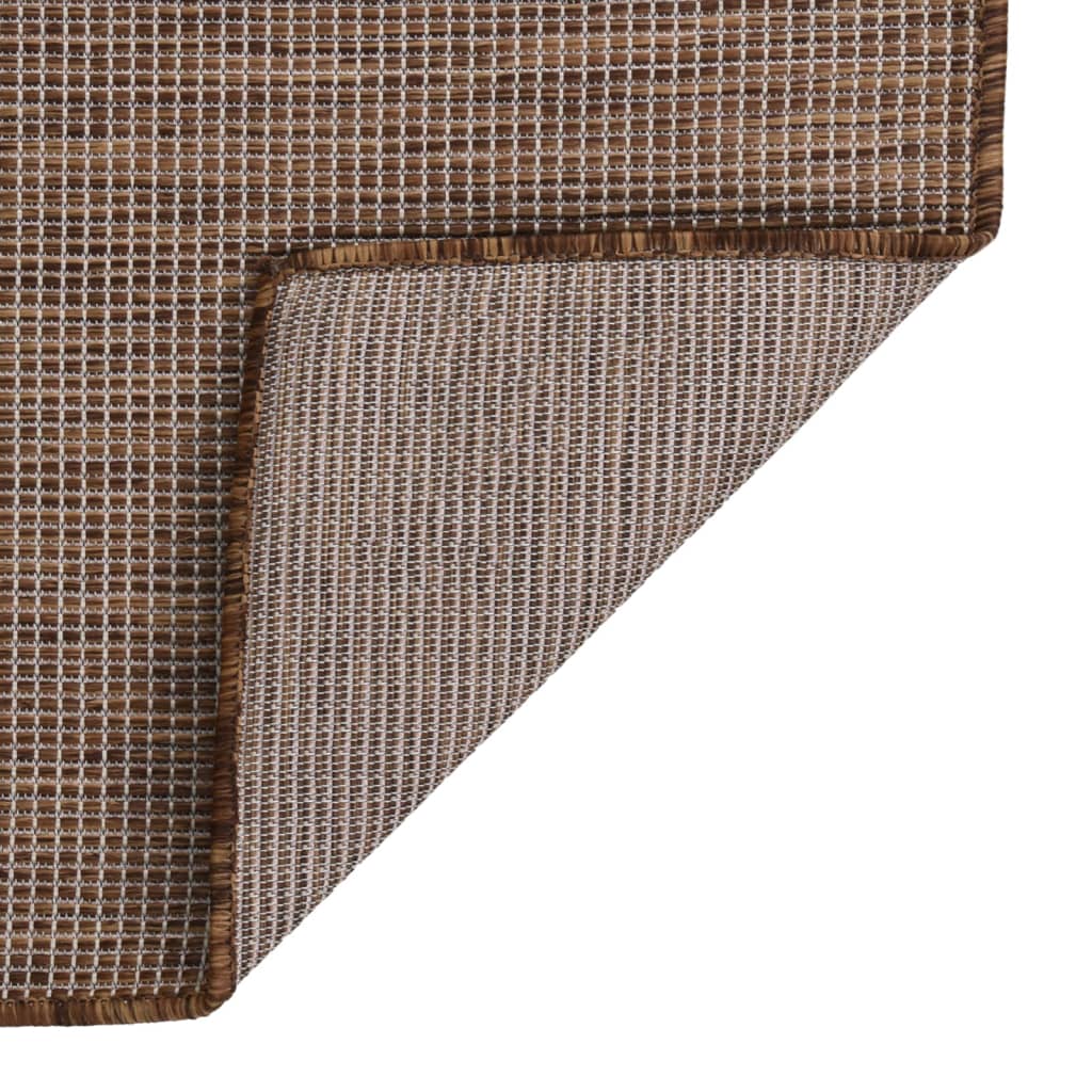 Outdoor rug flat weave 100x200 cm brown