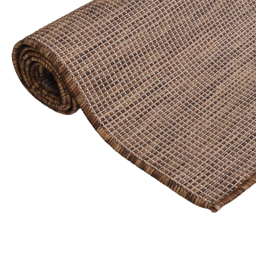 Outdoor rug flat weave 100x200 cm brown