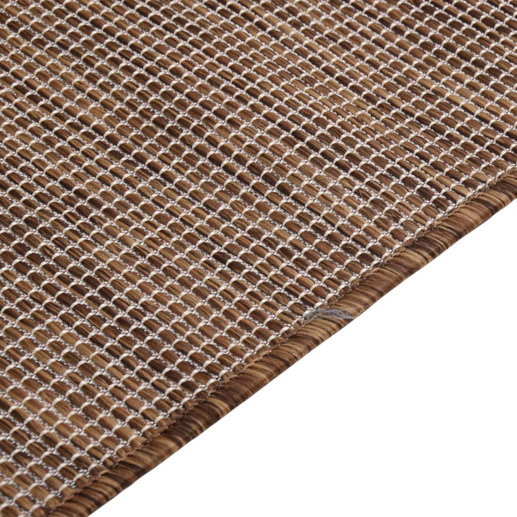 Outdoor rug flat weave 100x200 cm brown