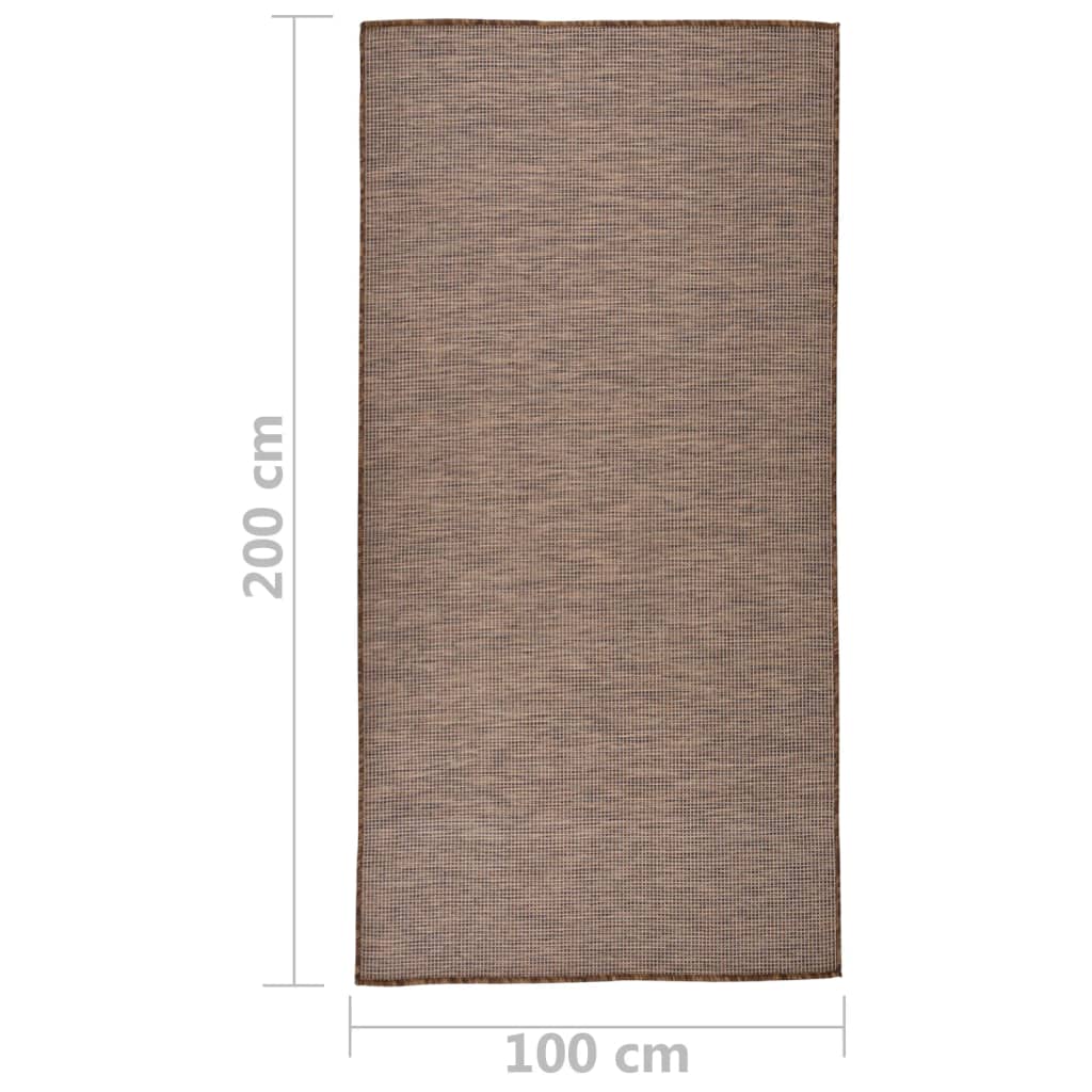 Outdoor rug flat weave 100x200 cm brown