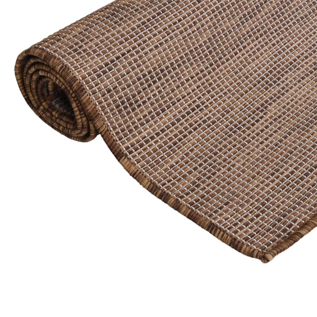 Outdoor rug flat weave 140x200 cm brown
