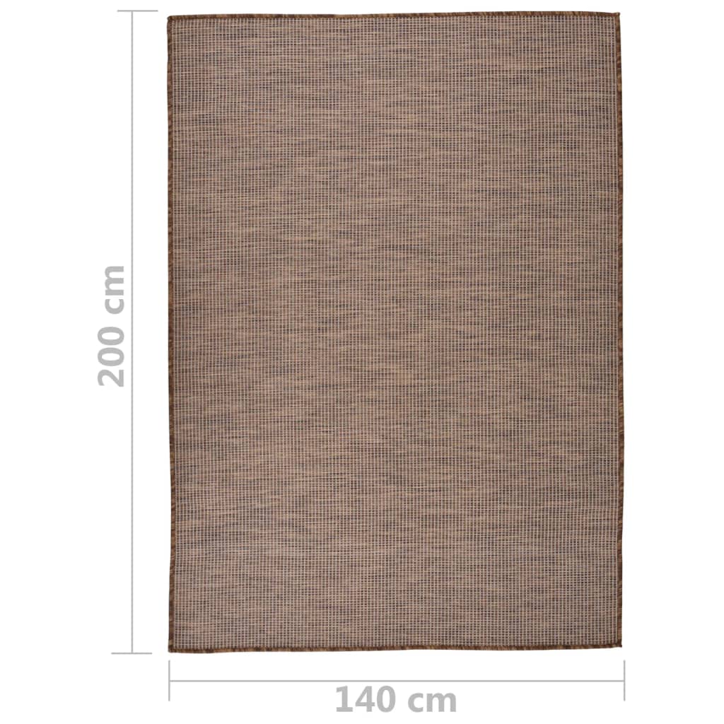 Outdoor rug flat weave 140x200 cm brown