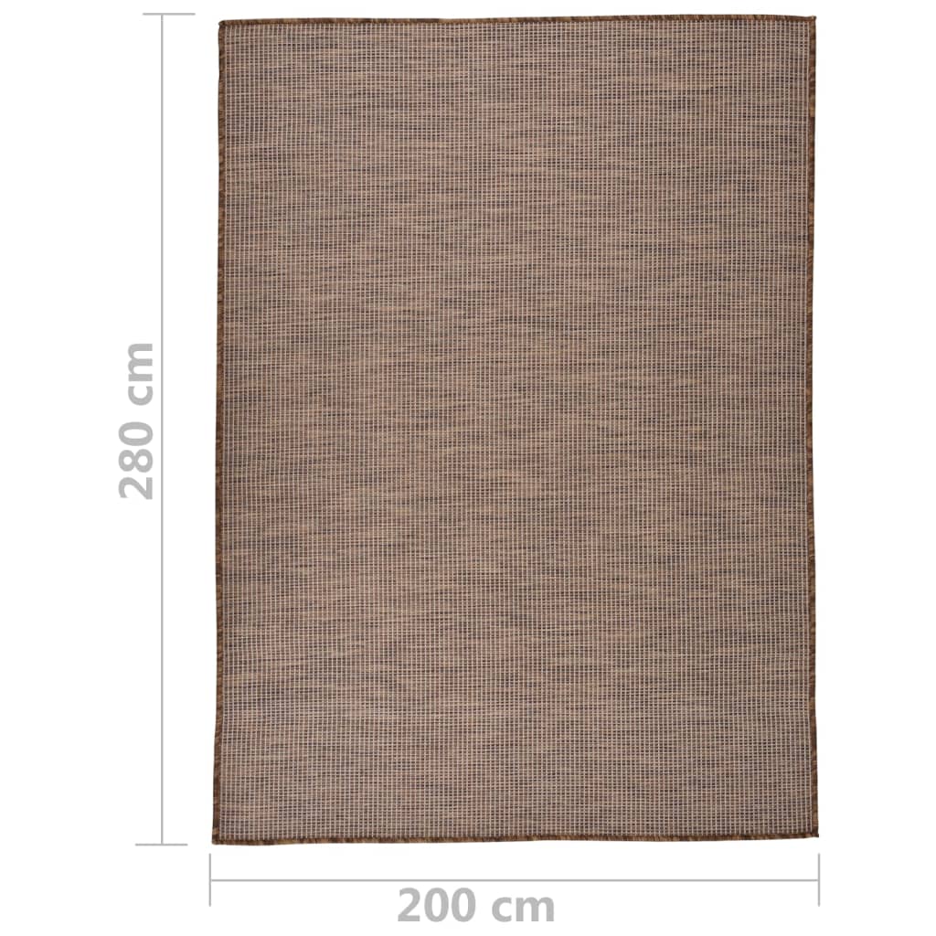 Outdoor rug flat weave 200x280 cm brown