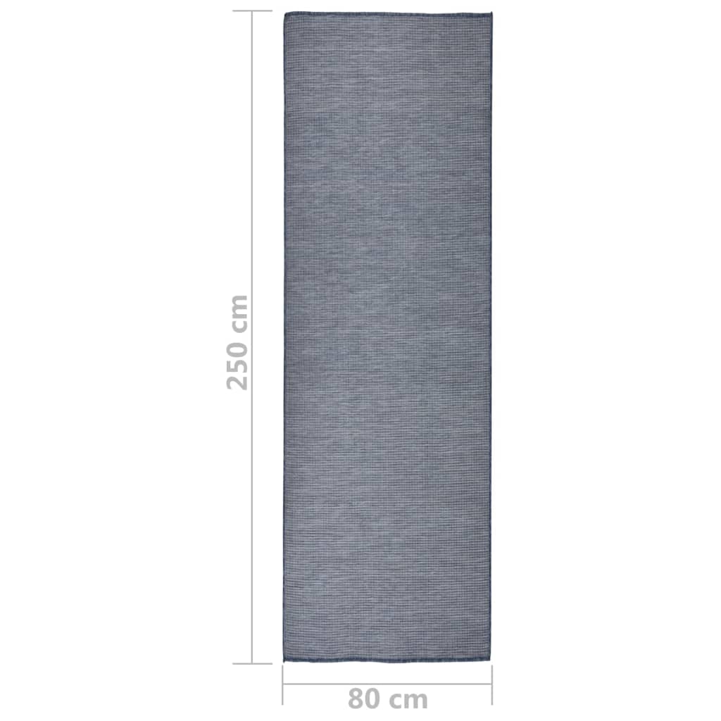 Outdoor rug flat weave 80x250 cm blue