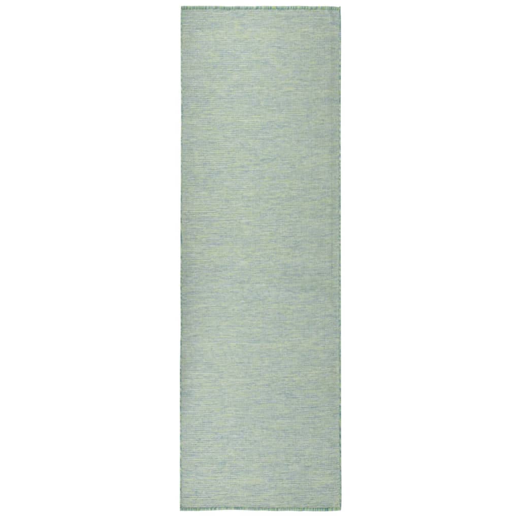 Outdoor rug flat weave 80x250 cm turquoise