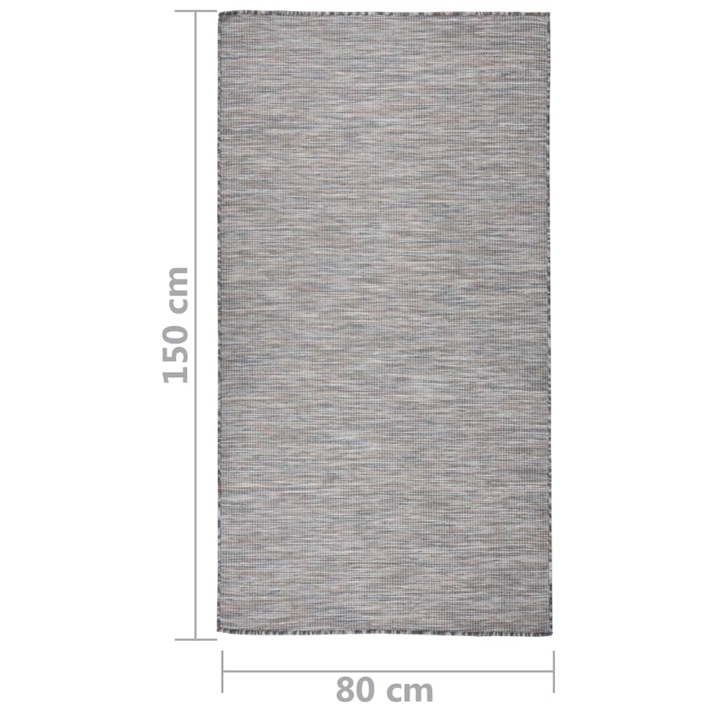 Outdoor rug flat weave 80x150 cm brown and blue
