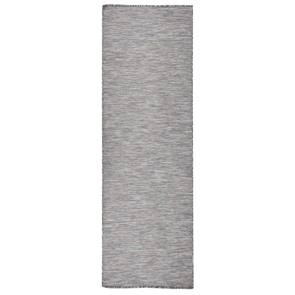 Outdoor rug flat weave 80x250 cm brown and blue