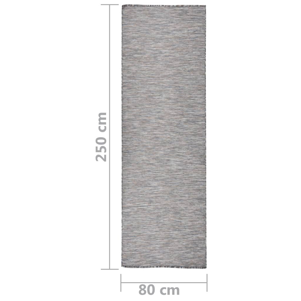 Outdoor rug flat weave 80x250 cm brown and blue