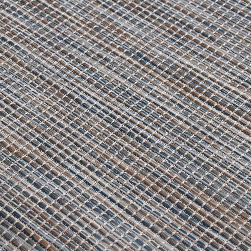 Outdoor rug flat weave 120x170 cm brown and blue