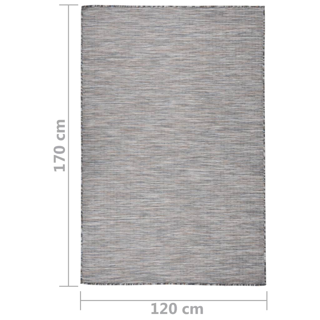 Outdoor rug flat weave 120x170 cm brown and blue