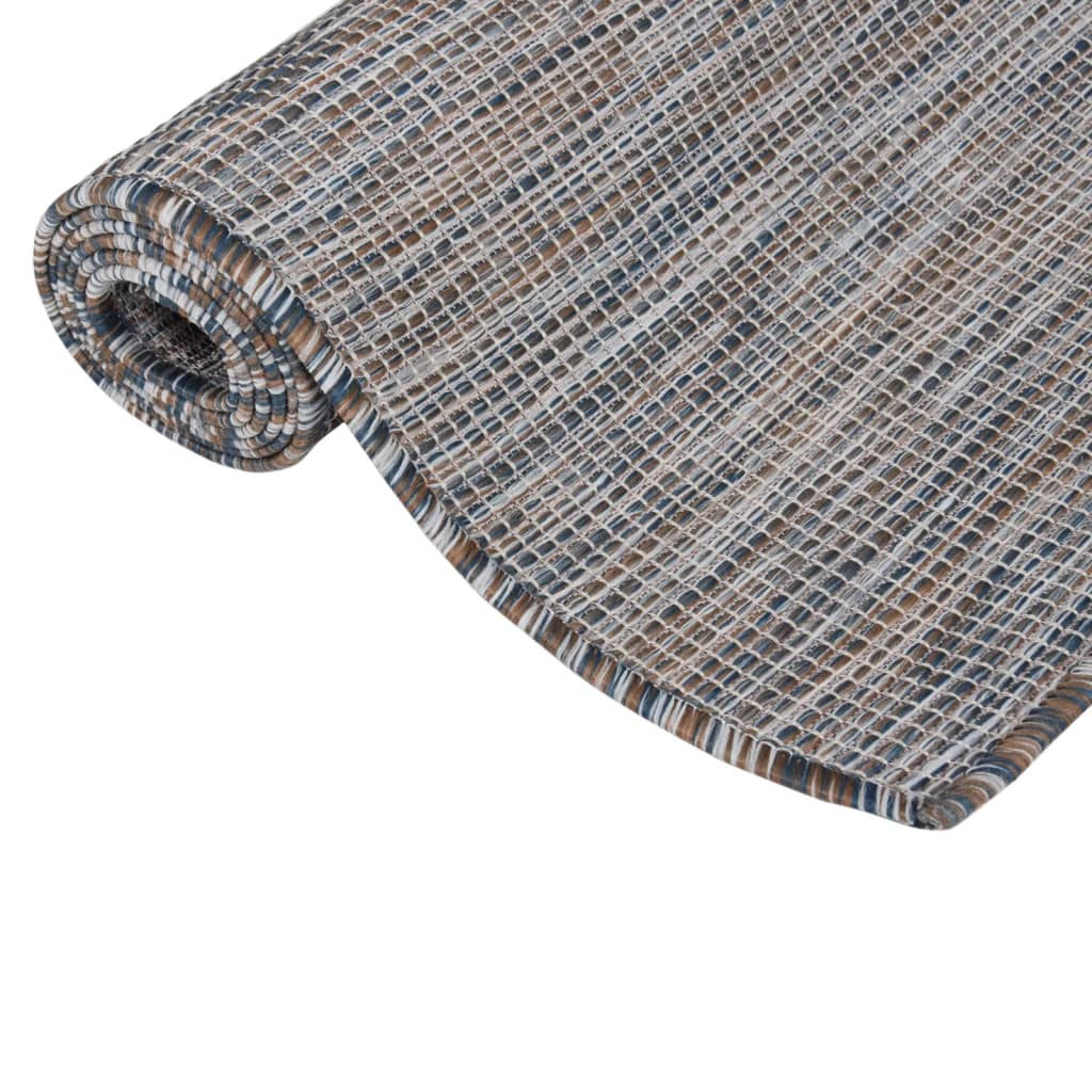 Outdoor rug flat weave 200x280 cm brown and blue