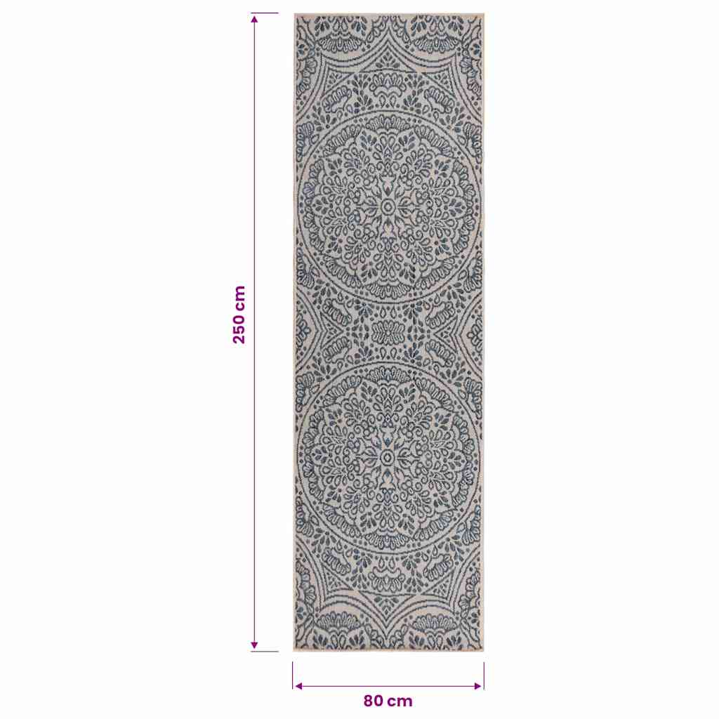 Outdoor-Teppich Flachgewebe 80x250 cm Blaues Muster
