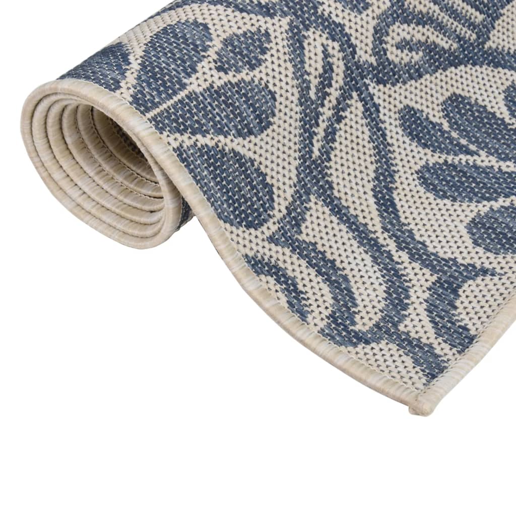 Outdoor rug flat weave 120x170 cm blue pattern
