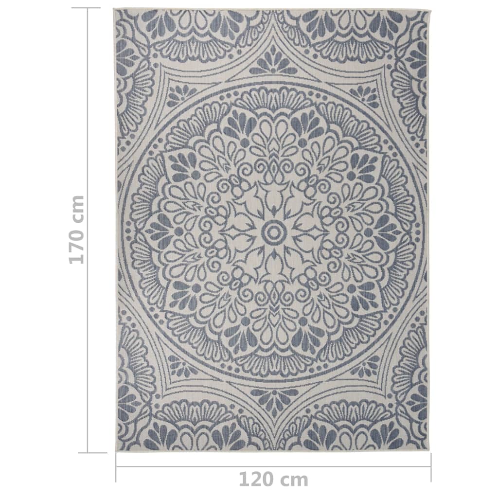 Outdoor rug flat weave 120x170 cm blue pattern
