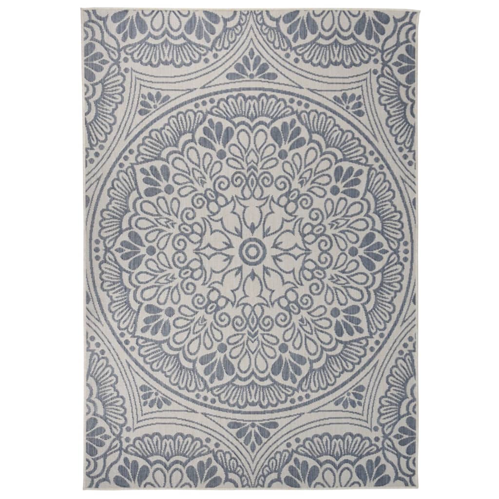 Outdoor rug flat weave 160x230 cm blue pattern