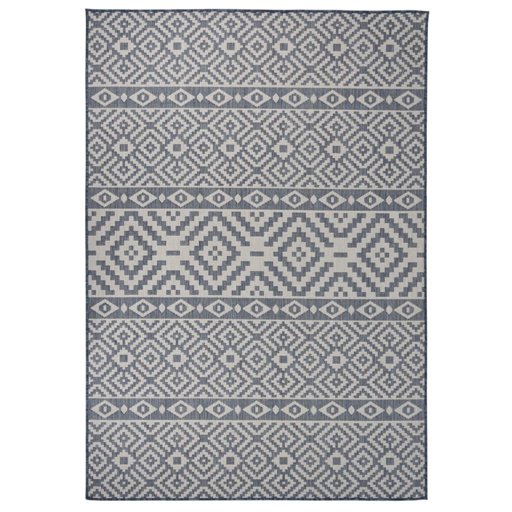 Outdoor rug flat weave 160x230 cm blue striped