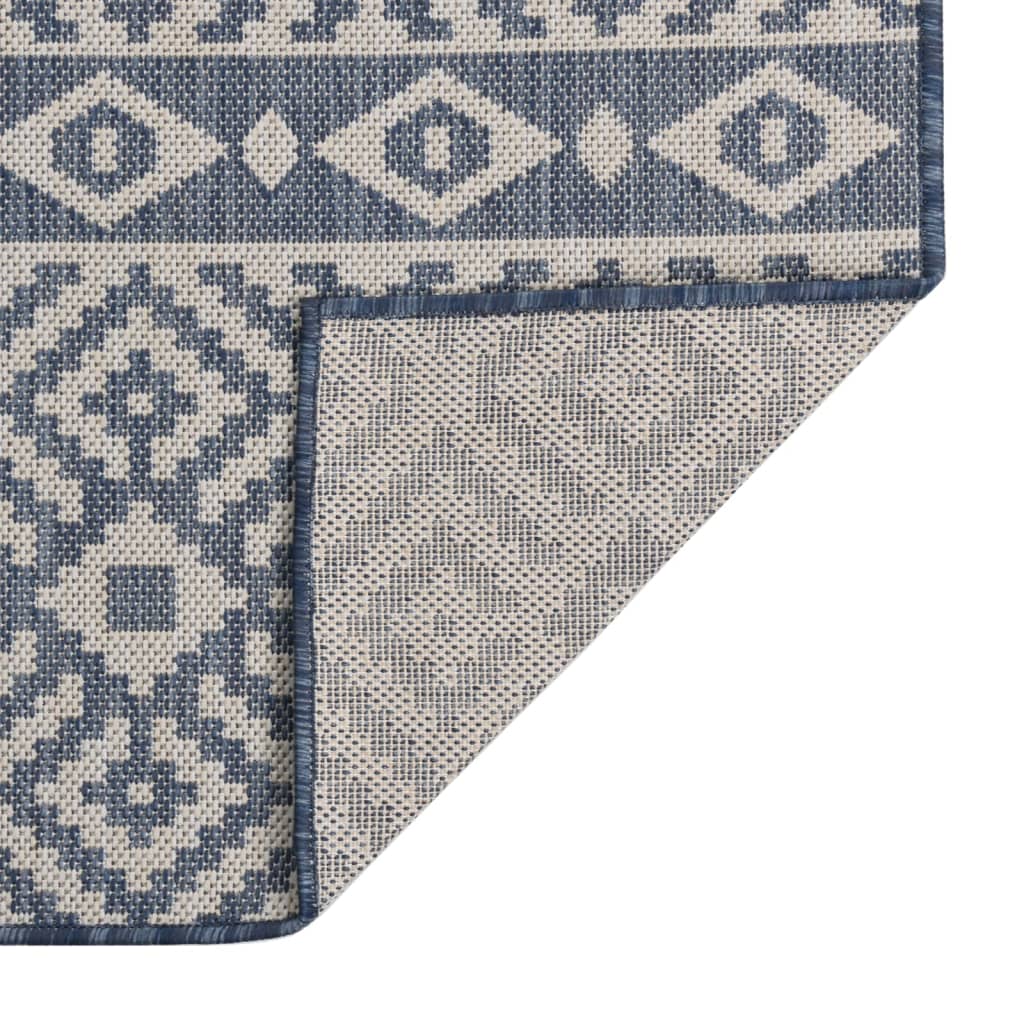 Outdoor rug flat weave 160x230 cm blue striped