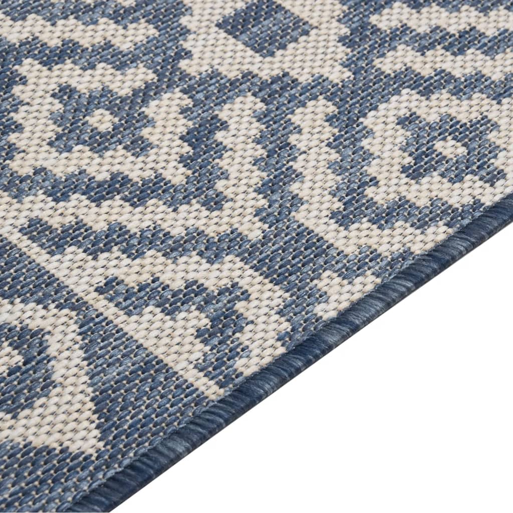 Outdoor rug flat weave 160x230 cm blue striped