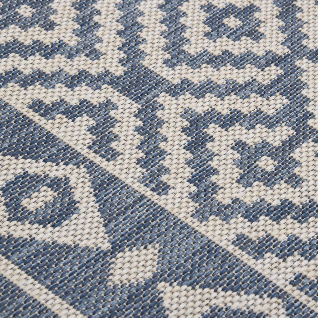Outdoor rug flat weave 160x230 cm blue striped