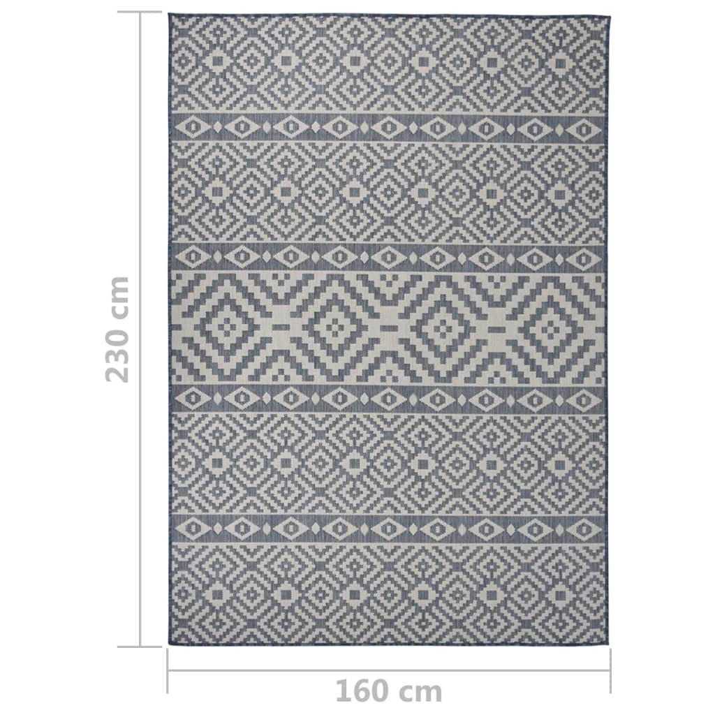 Outdoor rug flat weave 160x230 cm blue striped
