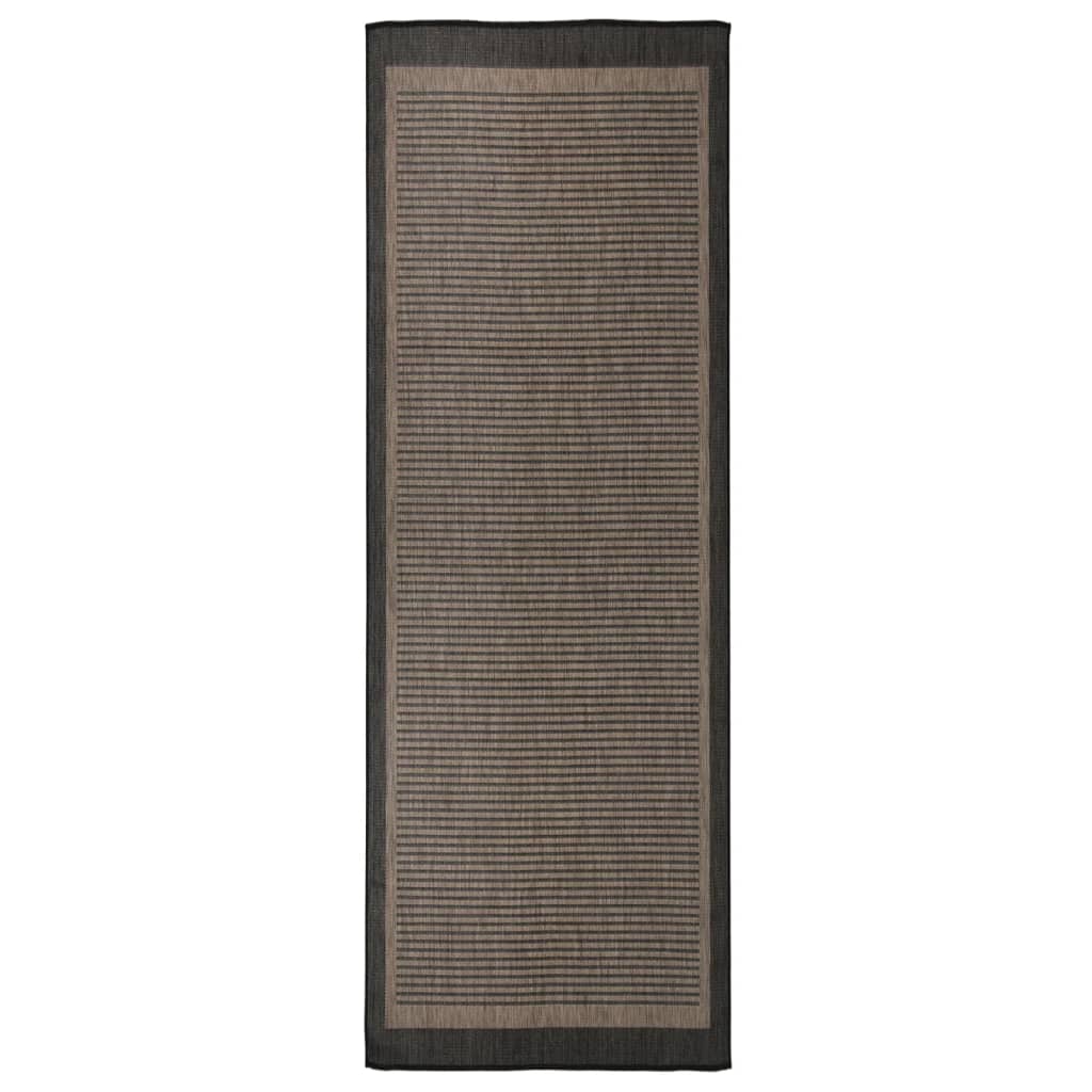 Outdoor rug flat weave 80x250 cm dark brown
