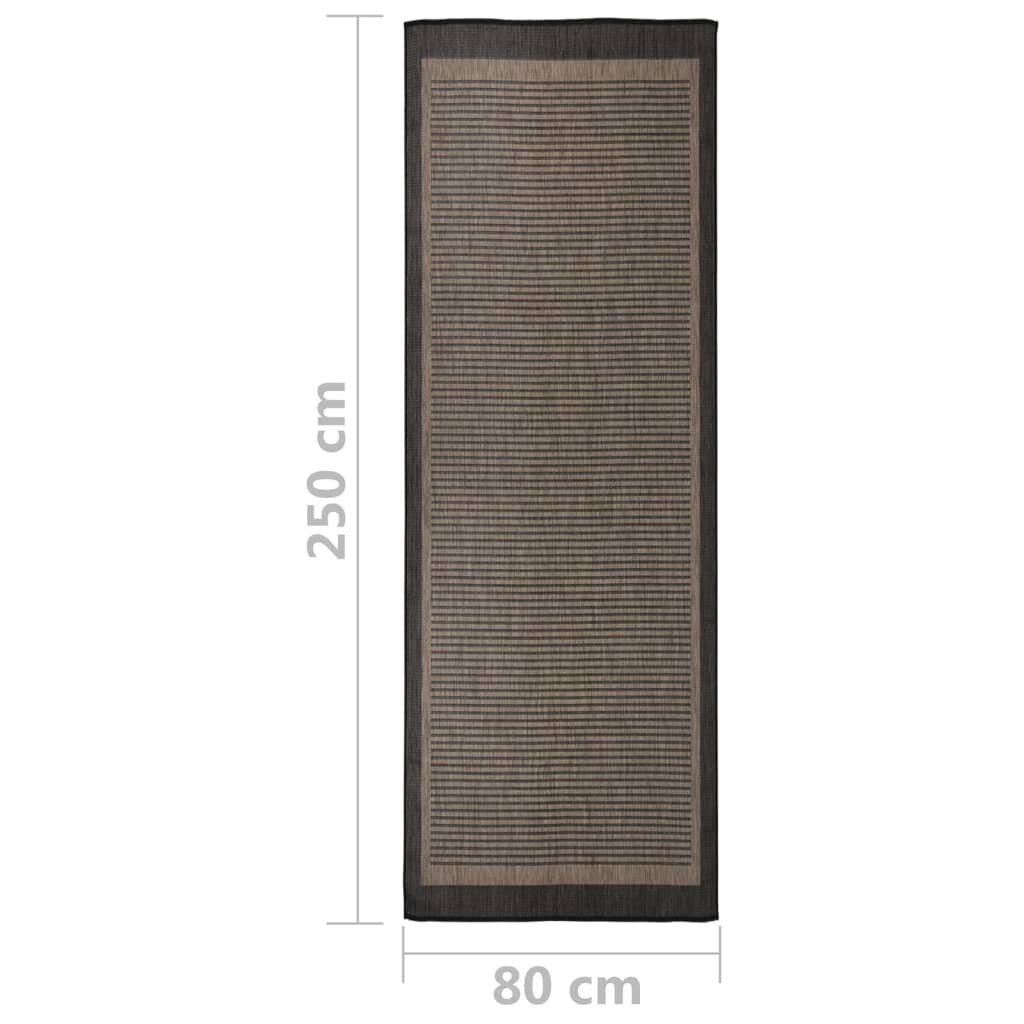Outdoor rug flat weave 80x250 cm dark brown
