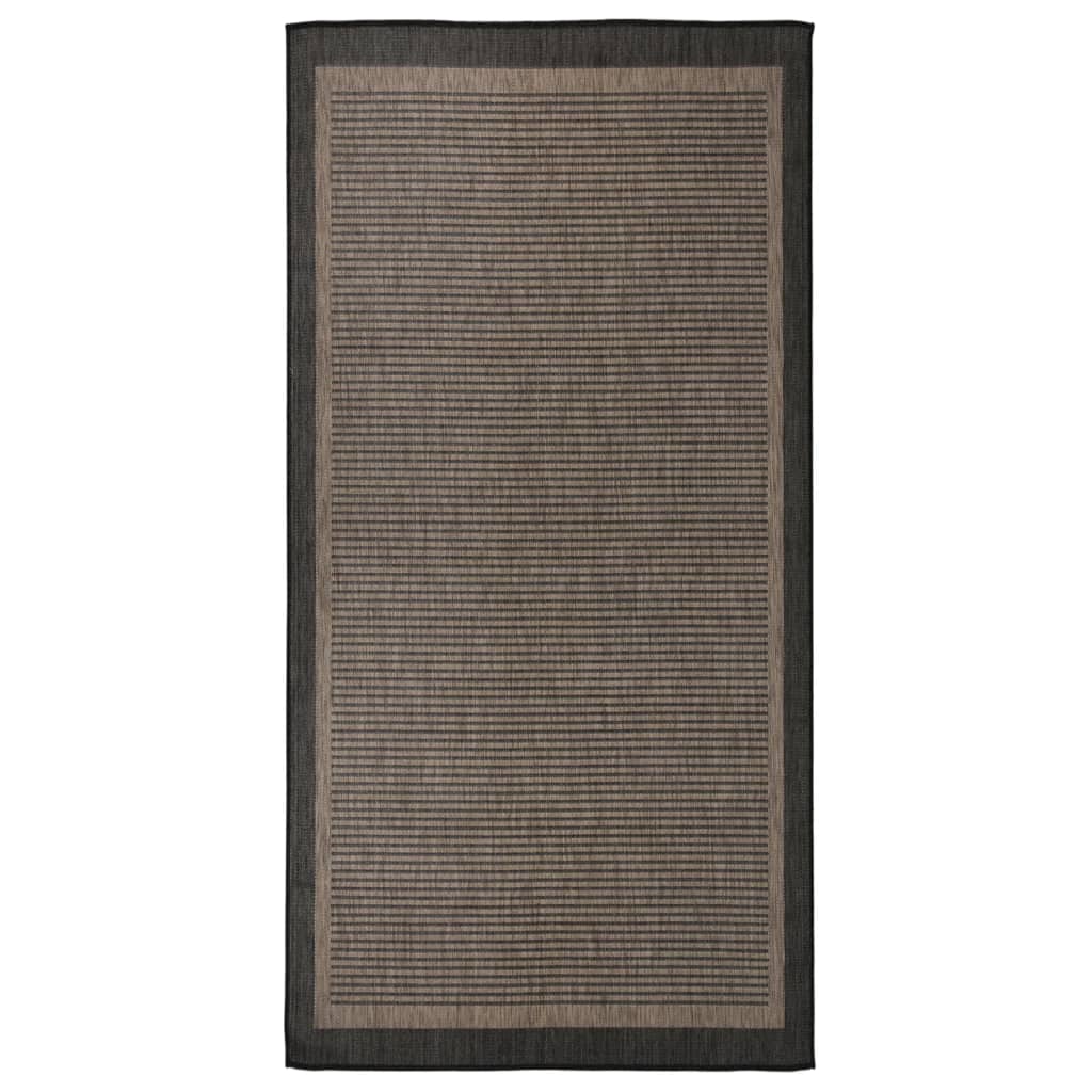 Tapis d'extérieur tissé plat 100x200 cm marron foncé