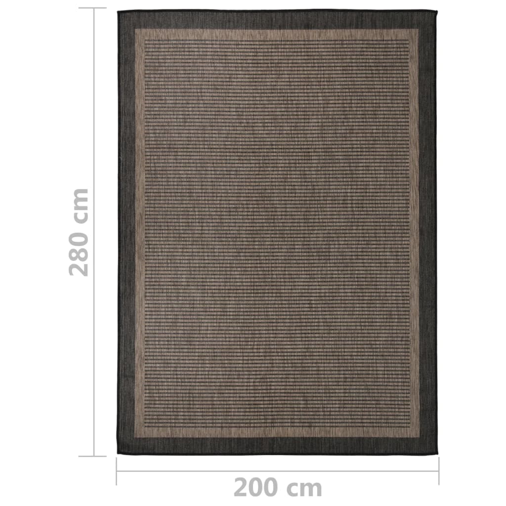 Outdoor rug flat weave 200x280 cm dark brown