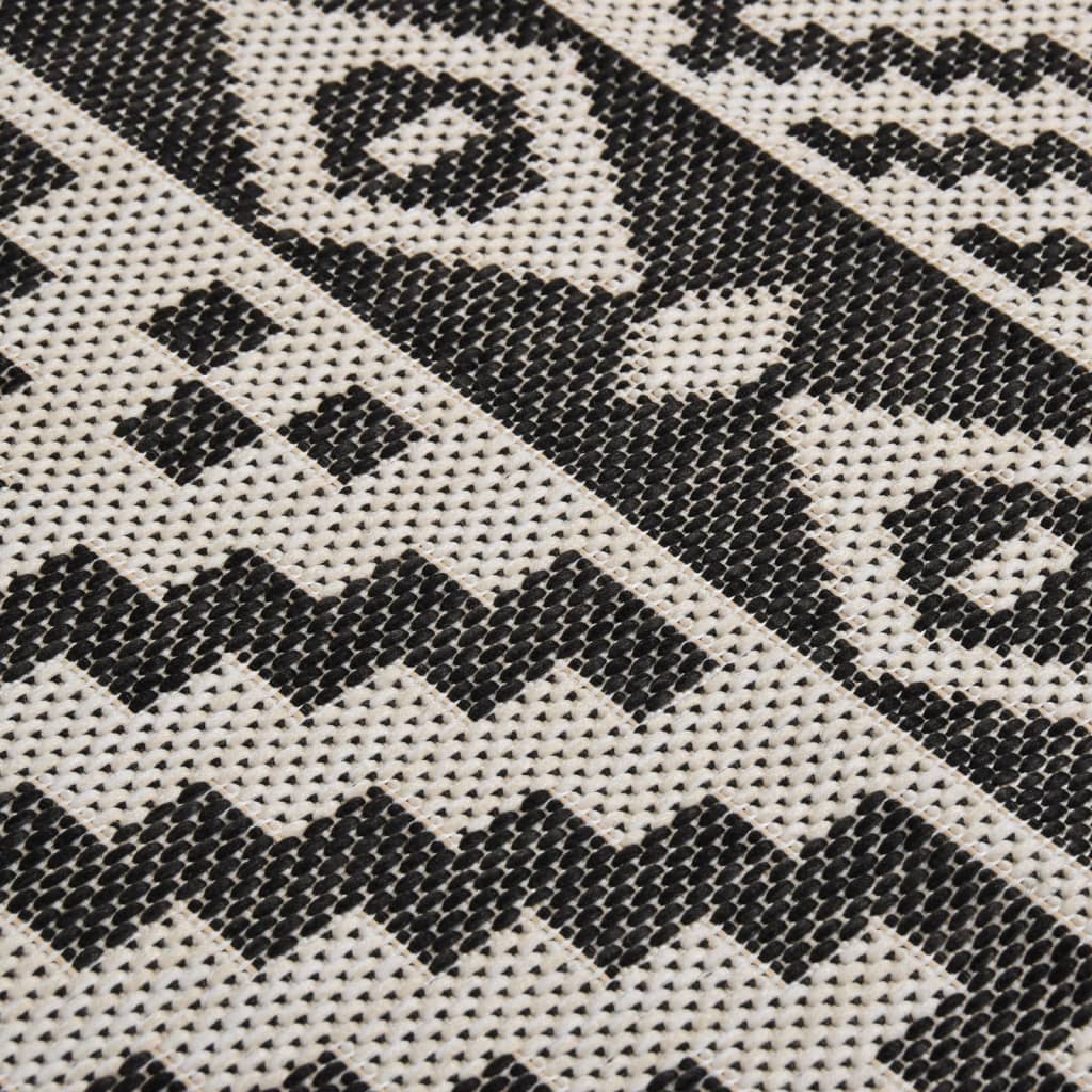 Outdoor rug flat weave 120x170 cm black striped