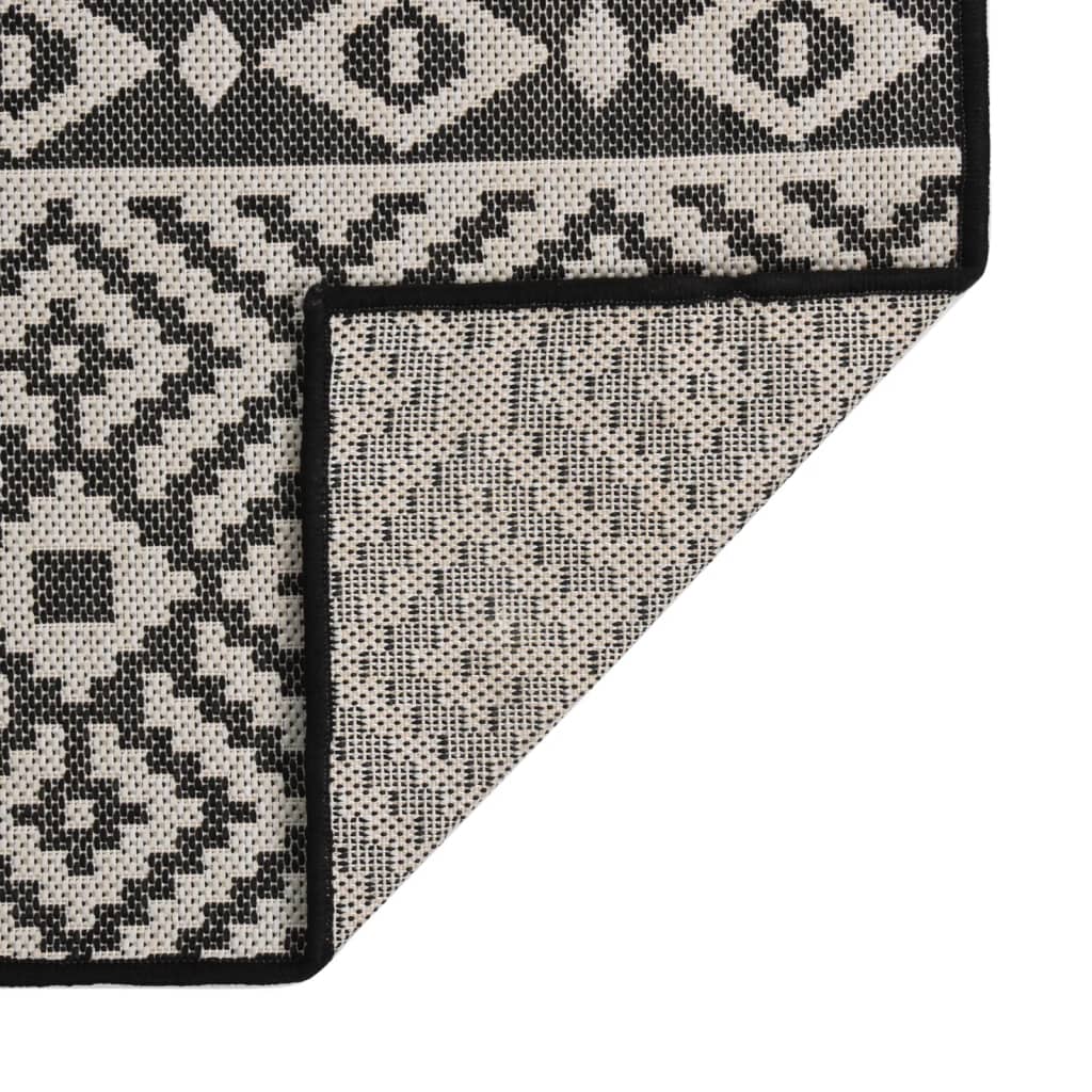 Outdoor rug flat weave 140x200 cm black striped