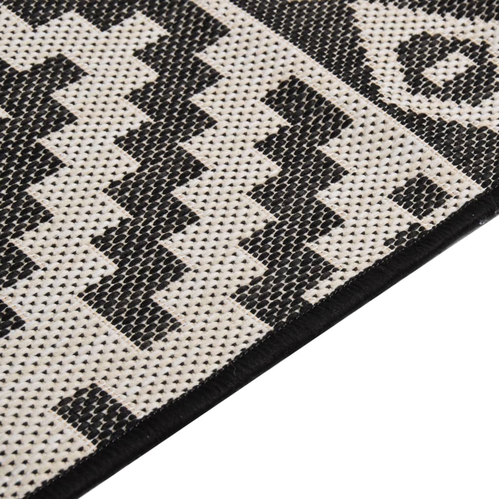 Outdoor rug flat weave 140x200 cm black striped
