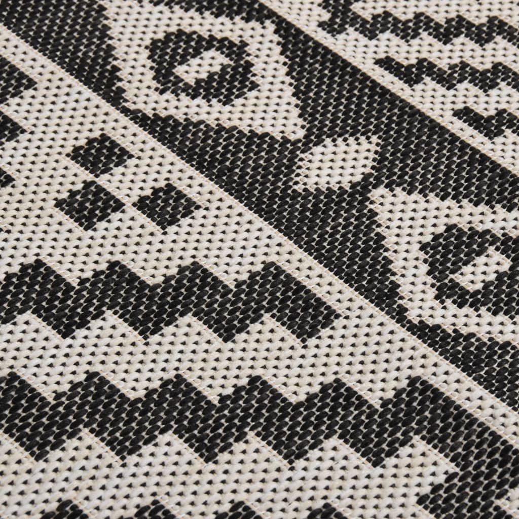 Outdoor rug flat weave 140x200 cm black striped