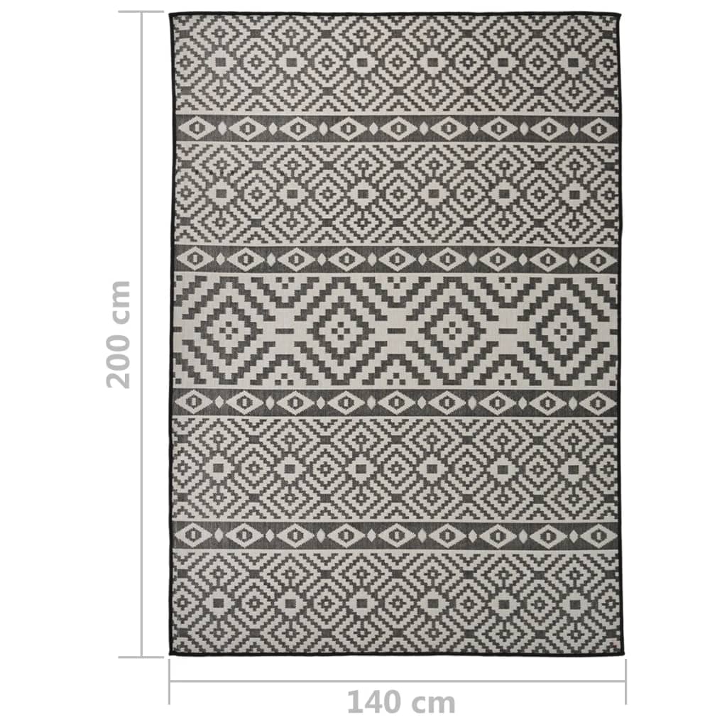 Outdoor rug flat weave 140x200 cm black striped