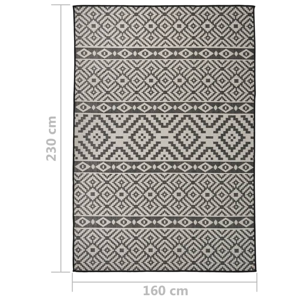 Outdoor rug flat weave 160x230 cm black striped