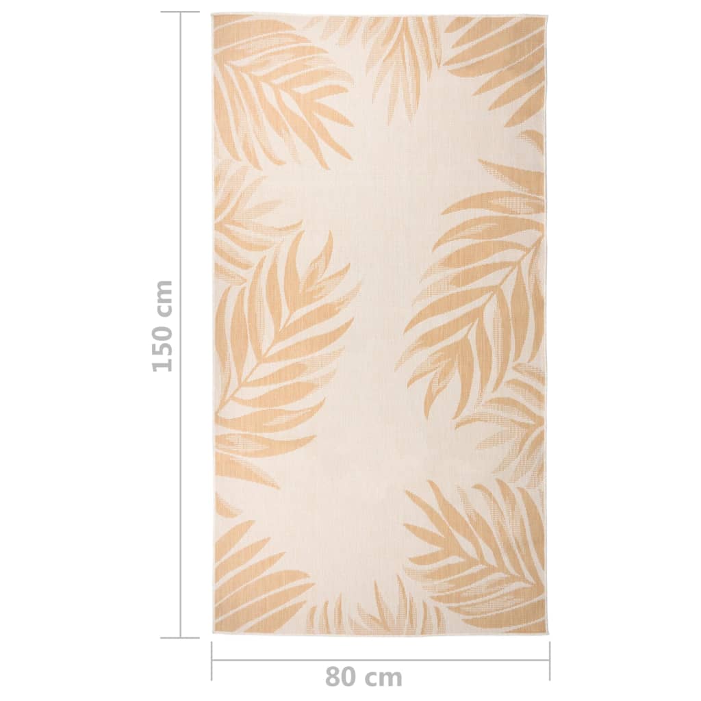 Outdoor rug flat weave 80x150 cm leaf pattern
