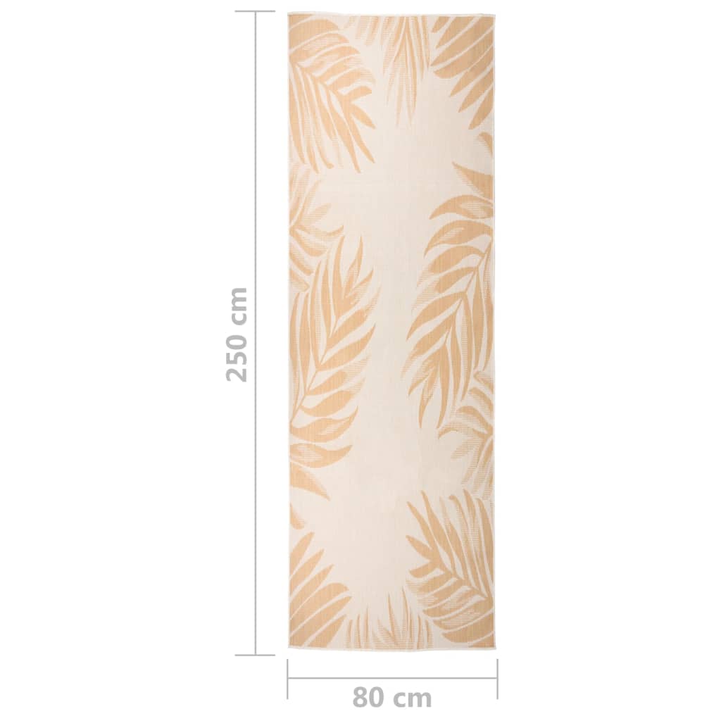 Outdoor rug flat weave 80x250 cm leaf pattern