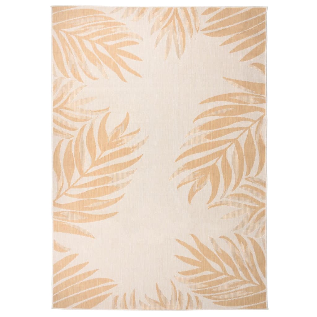 Outdoor rug flat weave 140x200 cm leaf pattern