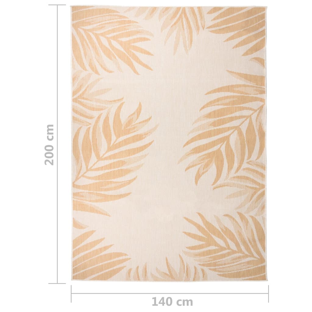 Outdoor rug flat weave 140x200 cm leaf pattern
