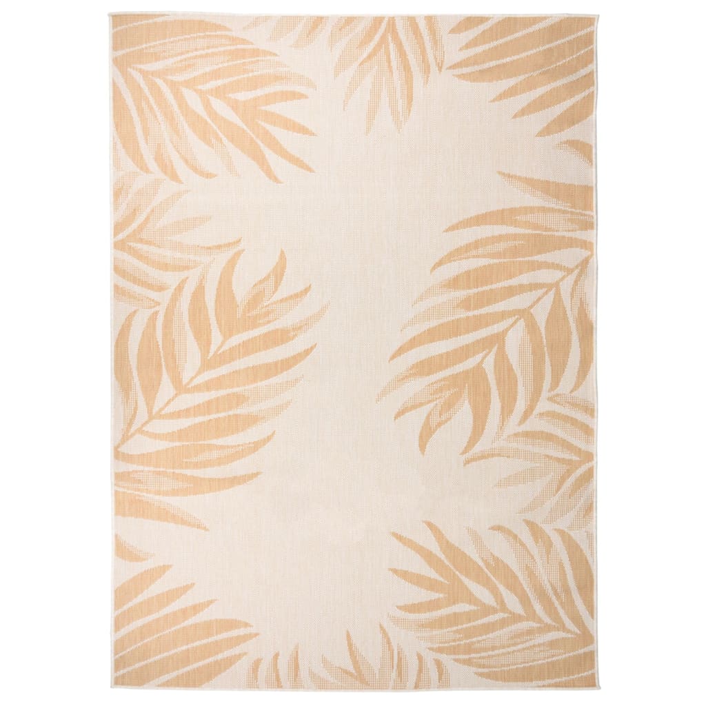 Outdoor rug flat weave 200x280 cm leaf pattern