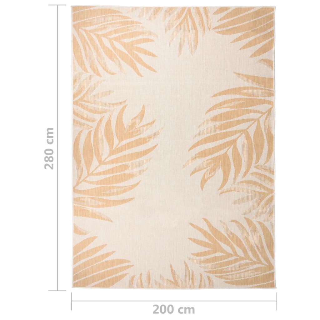 Outdoor rug flat weave 200x280 cm leaf pattern