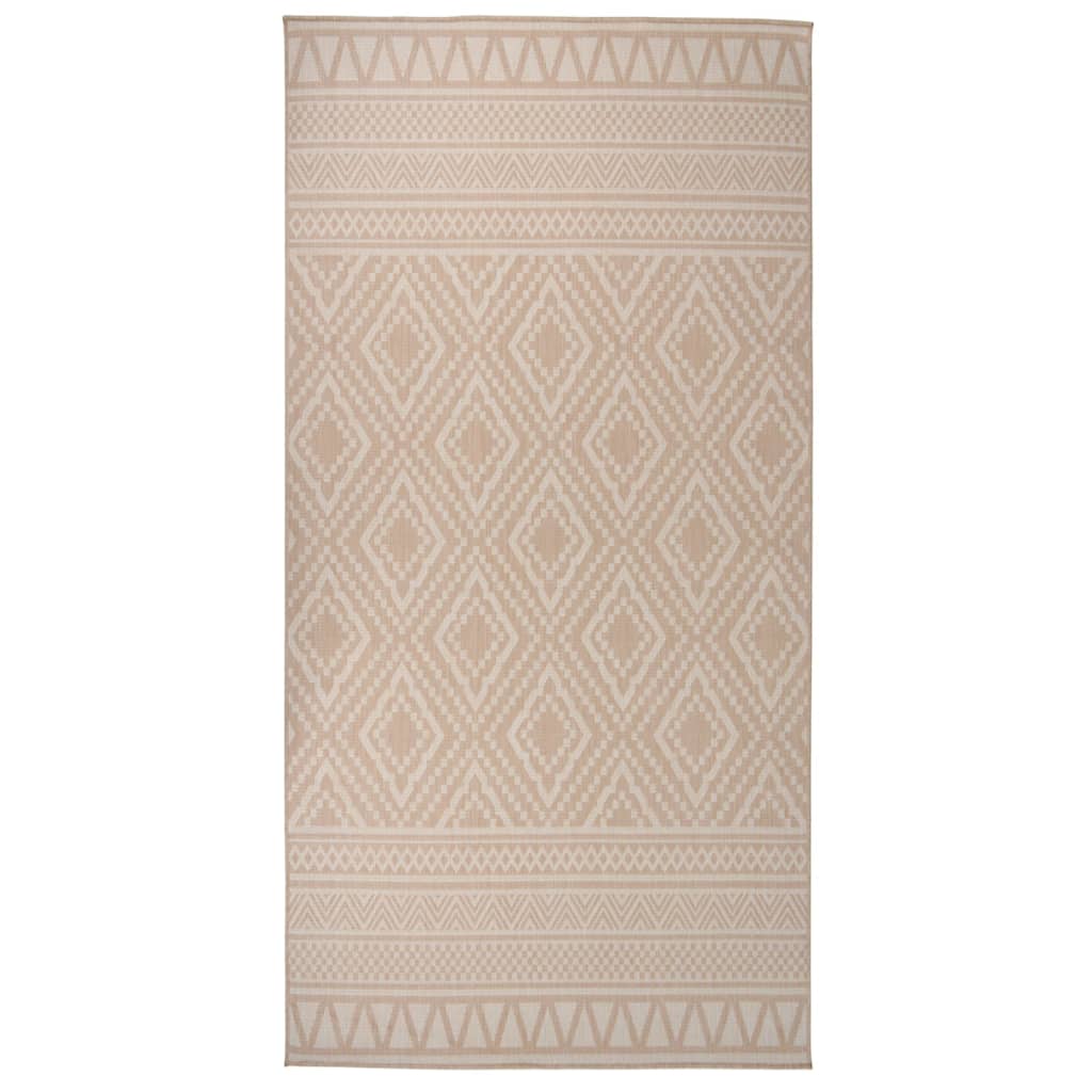 Tapis d'extérieur tissé plat 100x200 cm rayé marron