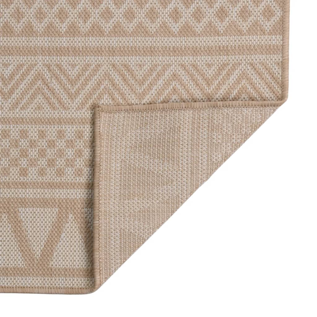 Tapis d'extérieur tissé plat 100x200 cm rayé marron