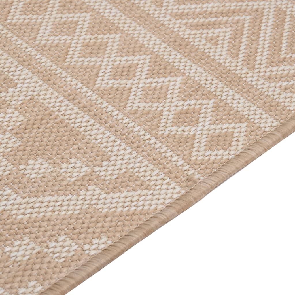 Tapis d'extérieur tissé plat 100x200 cm rayé marron