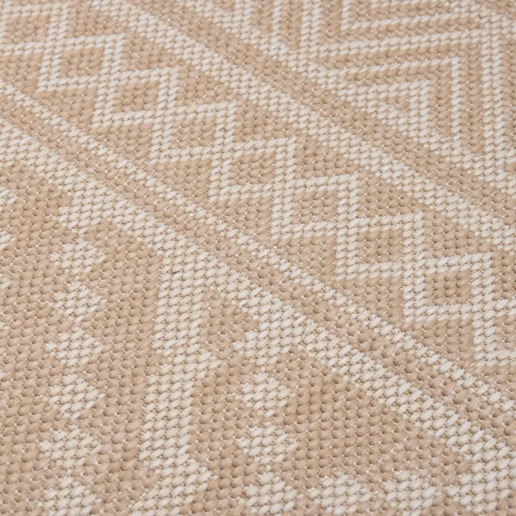 Tapis d'extérieur tissé plat 100x200 cm rayé marron