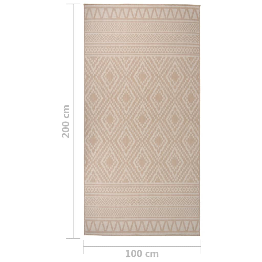 Tapis d'extérieur tissé plat 100x200 cm rayé marron