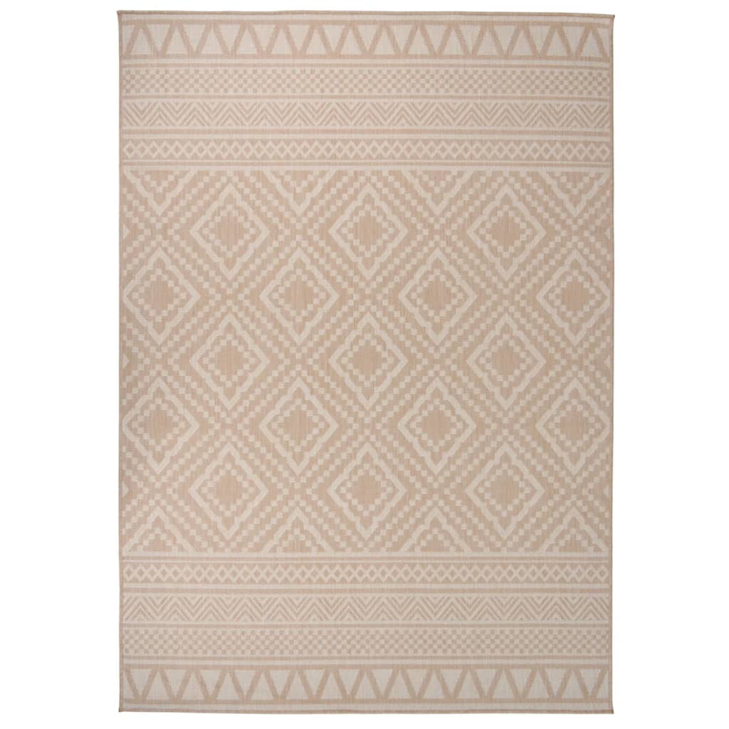 Outdoor rug flat weave 140x200 cm brown striped