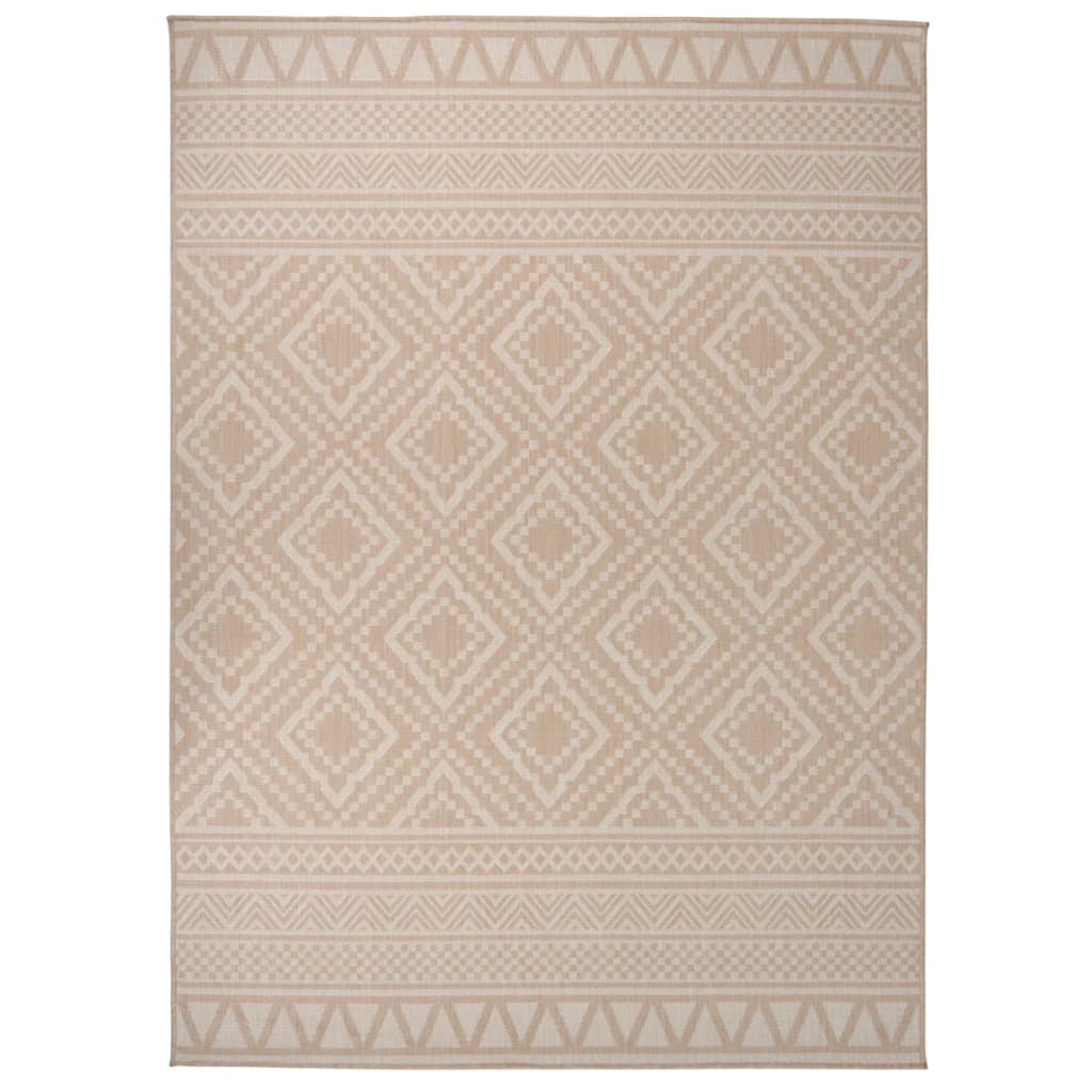 Outdoor rug flat weave 200x280 cm brown striped