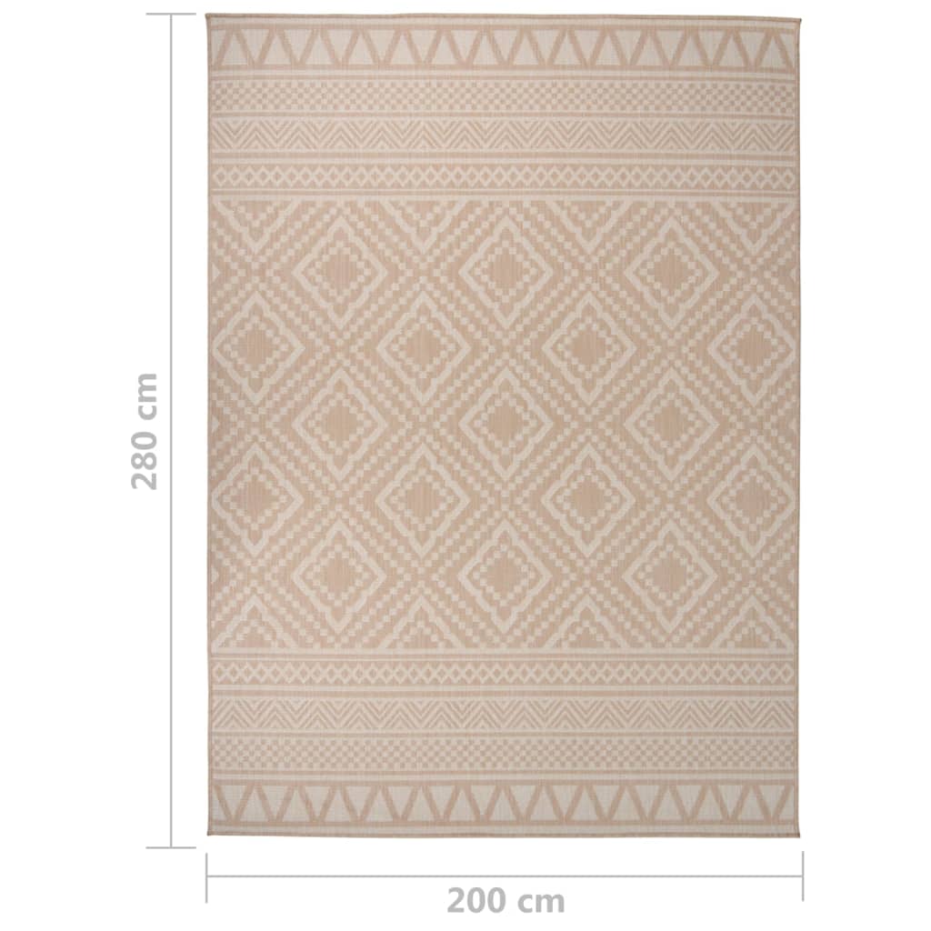 Outdoor rug flat weave 200x280 cm brown striped