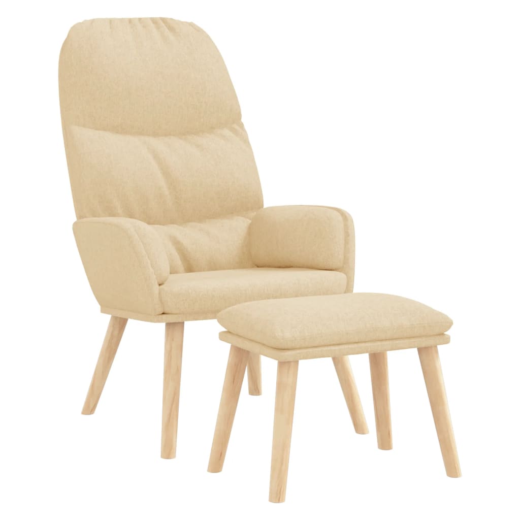 Relaxsessel mit Hocker Creme Stoff